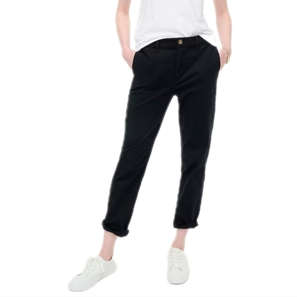 J Crew Factory High-rise girlfriend chino pant in Black size 12 NWT AD156 - Picture 1 of 12